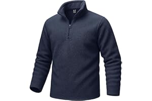 MAGCOMSEN Men Quarter Zip Pullover 1/4 Zip Fleece Lined Sweater Stand Collar Long Sleeve Shirt Thermal Sweatshirt Winter