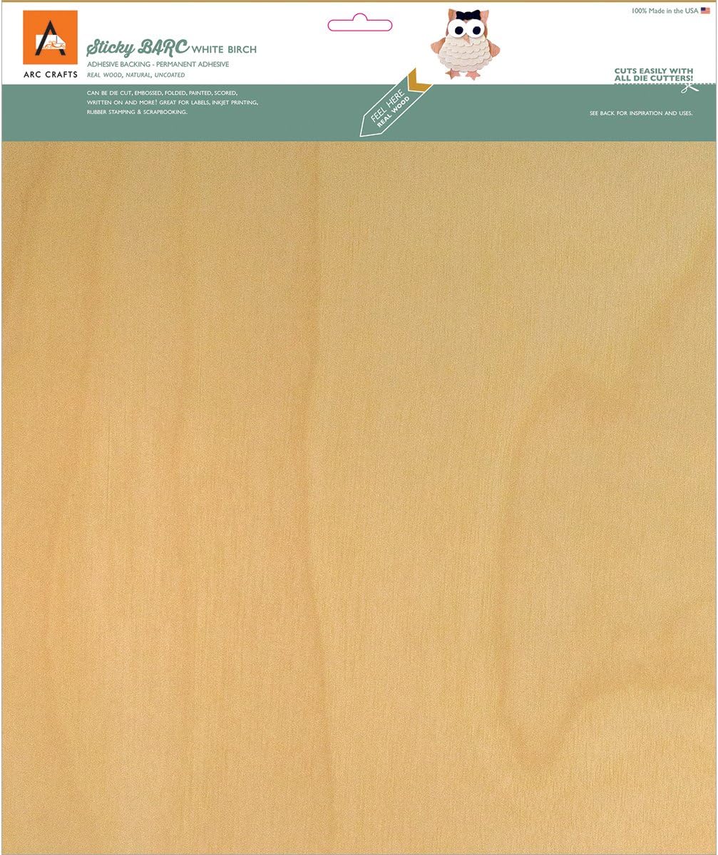 BARC Wood Sheet W/Adhesive Backing 12"X12"-White Birch