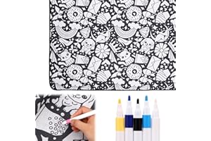 Sinbana DIY Coloring Blanket with 24 Markers, Funny Coloring Blankets Kits Color Your Own Creative Blankets for Adults Custom