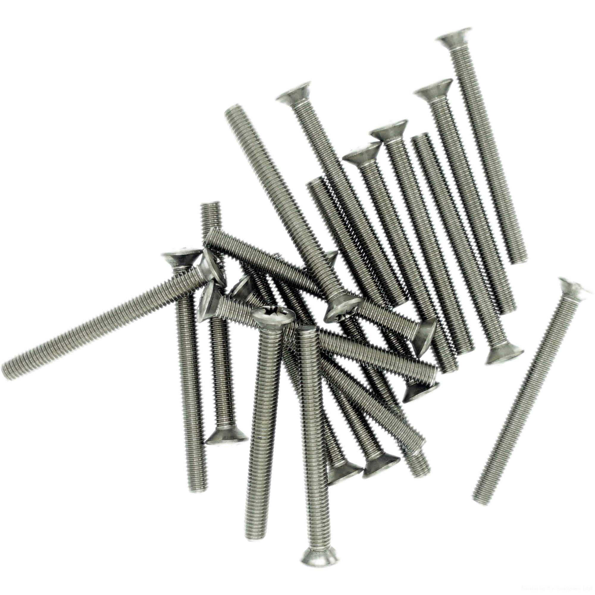 M2 (2mm x 14mm) Pozi Raised Countersunk Machine Screw (Bolt) - Stainless Steel (A2) (Pack of 20)