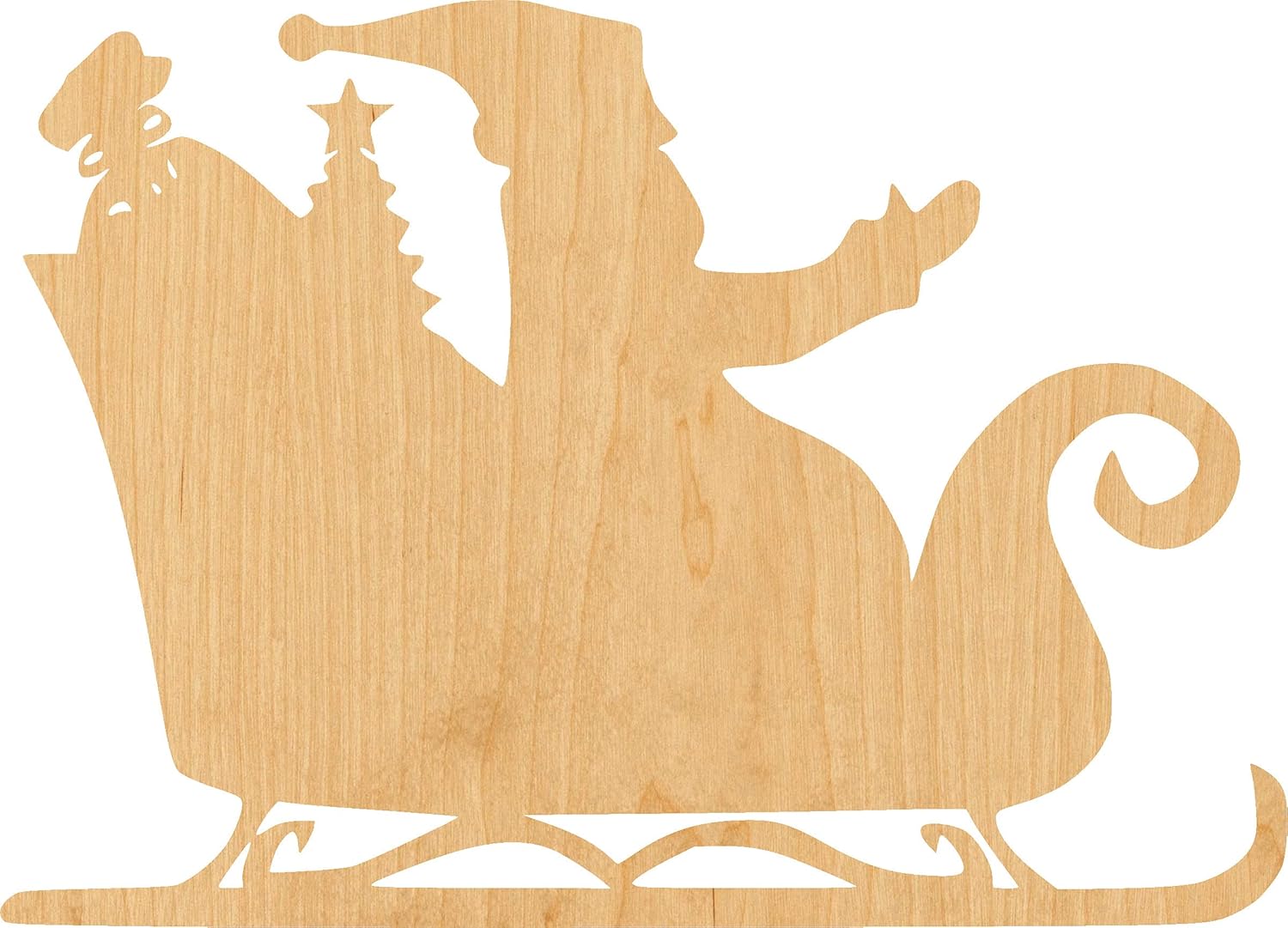 Mixed Media - Santa Sleigh 1 Laser Cut Out Wood Shape Craft Supply - 4 Inch