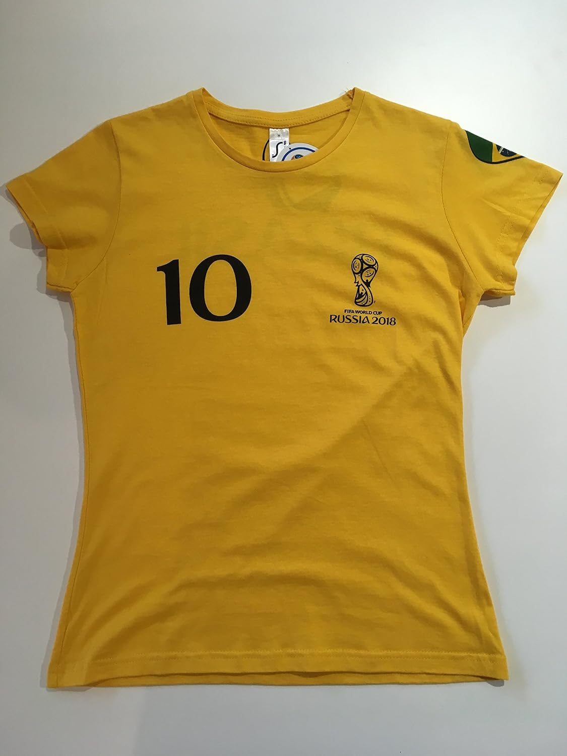 Couleur Jaune en 100 Coton Official Taille S FIFA Maillot Femme équipe du Brésil Supporters