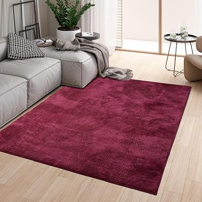 homeart Area Rugs Soft Short Pile Monochrome Anti Slip 60x110 Bordeaux