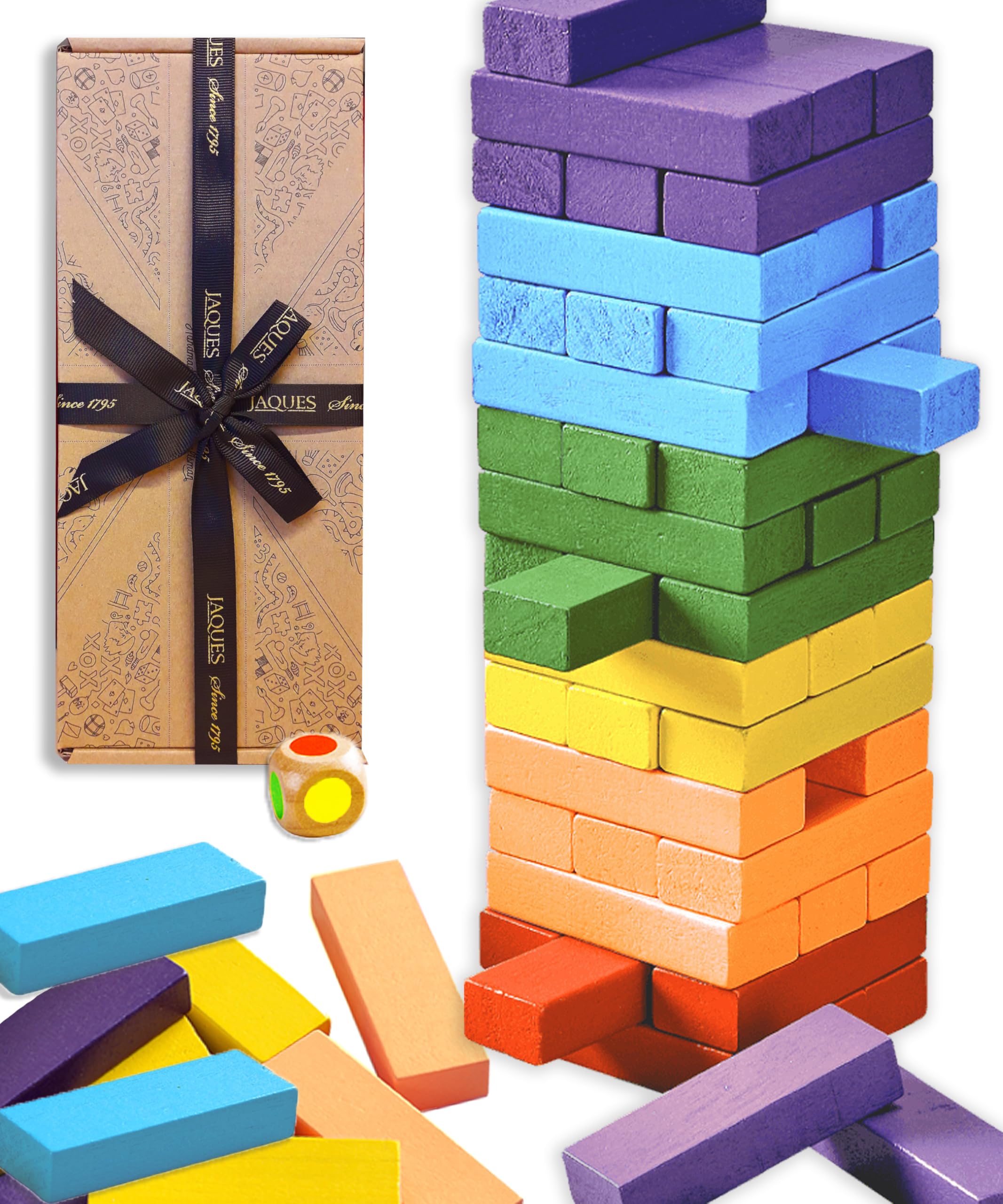 Jaques of London Colour Tumble Tower Game | Wooden Toys for 3 4 5 Year Old Girls & Boys | Wooden Games | Stacking Board Games for Kids