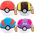 Pokemon 5" Poké Ball Plush 4-Pack - Pokeball, Great, Ultra, Master - Officially Licensed - Soft Stuffed Toy with Weighted Bottom - Easter Basket Stuffer Gift for Kids, Boys, Girls - 2+