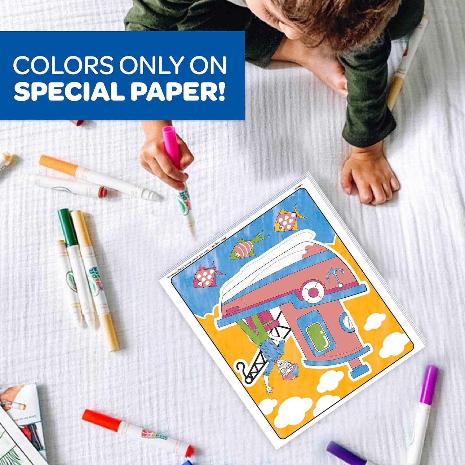 Crayola Color Wonder Blippi, Mess Free Coloring Pages & Markers, Gift for Kids, Age 3, 4, 5, 6: Toys & Games