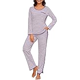 Namatime Womens Cotton Pajama Sets Stripe 2 Piece Lounge Set Long Sleeve Comfy Pj Sets Fall Loungewear Sleepwear with Pockets