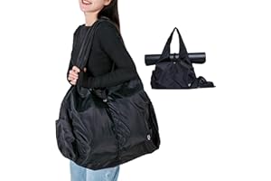 Uhawi Gym bag with yoga mat holder Gym Bags for Women yoga bag with Shoes Compartment and Wet Dry Storage Pockets with Adjustable yoga mat holder (black)