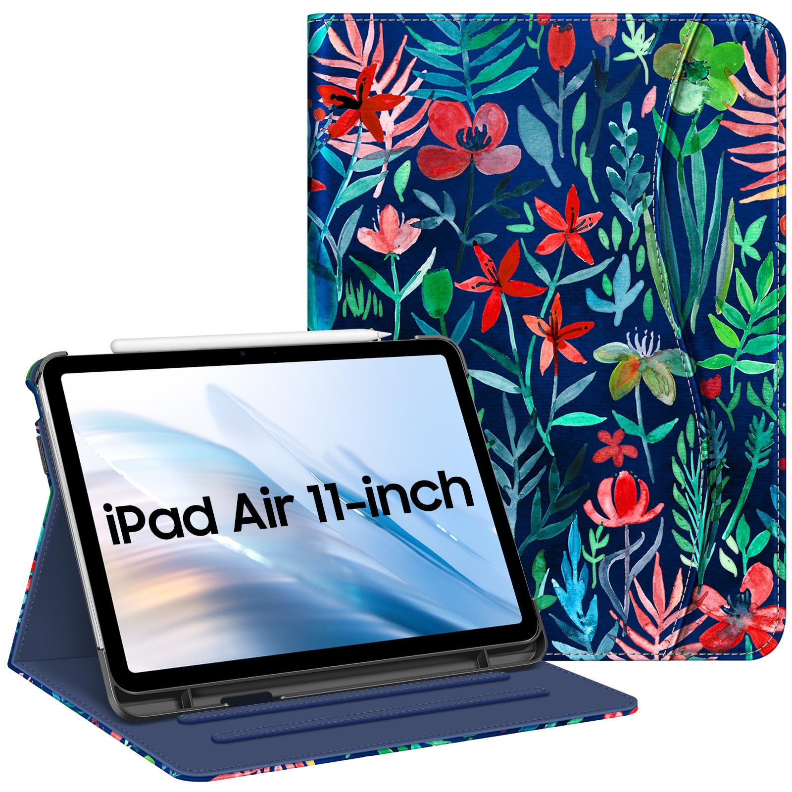 FINTIE Case for iPad Air 11 Inch M4 (2026)/M3 (2025)/M2 (2024), iPad Air 5th Generation (2022) 10.9 Inch - [Multi-Angle ] Folio Stand Protective Cover with Pencil Holder & Pocket, Jungle Night