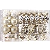 Sea Team 77-Pack Assorted Shatterproof Christmas Balls Christmas Ornaments Set Decorative Baubles Pendants with Reusable Hand-held Gift Package for Xmas Tree (Gold)