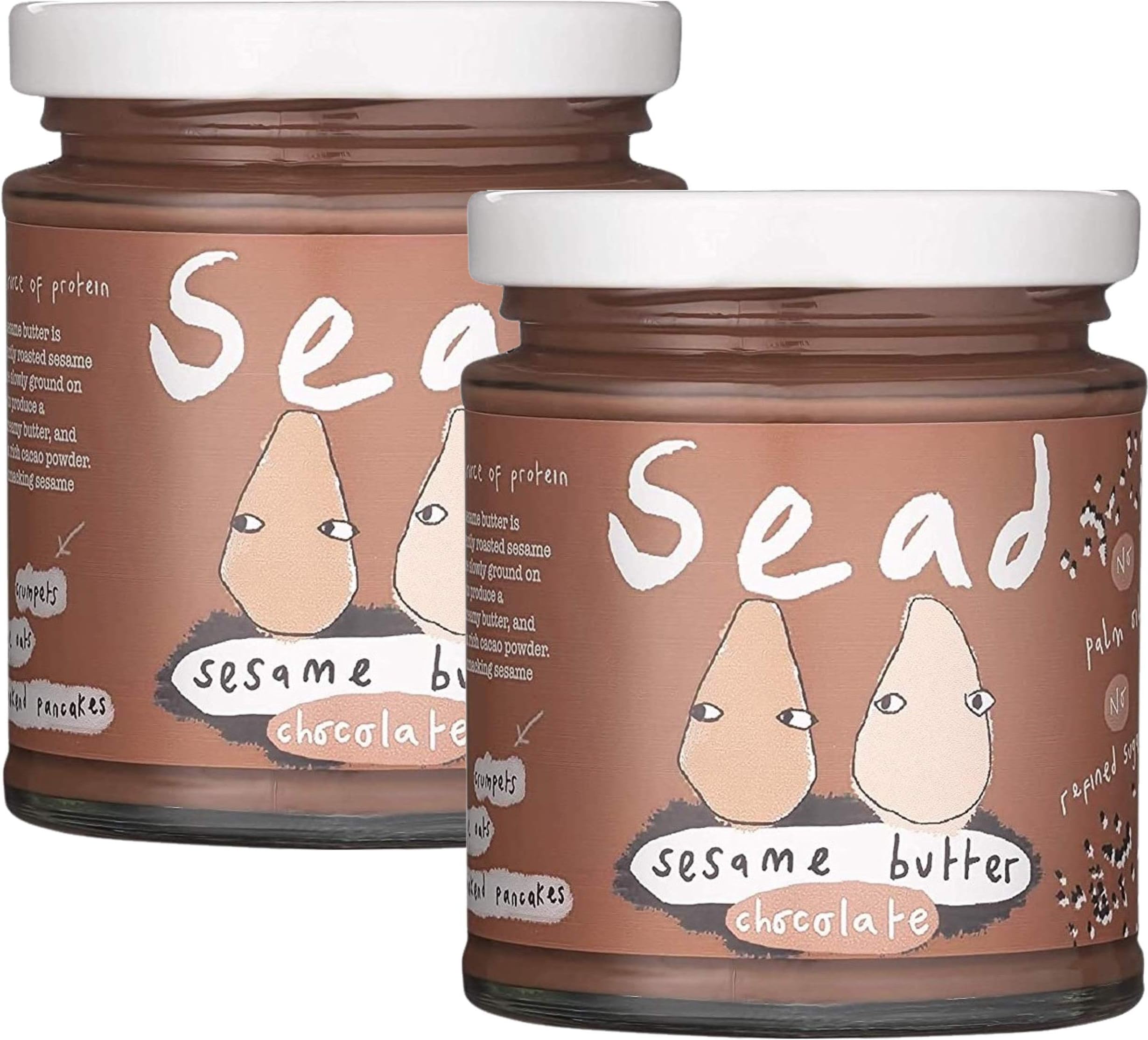 Sead Chocolate Sesame Butter (Tahini) 170g - Pack of 2 - Palm Oil Free Sesame Seed Spread Paste - Refined Sugar Free - Plant-Based - Vegan Friendly - Gluten Free - Dairy Free