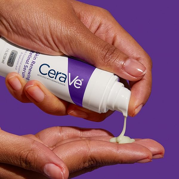 CERAVE ANTI AGING RETINOL SERUM FOR FACE, ENCAPSULATED RETINOL WITH HYALURONIC ACID, NIACINAMIDE & CERAMIDES, SMOOTHS WRINKLES & FINE LINES, GENTLE SKIN BRIGHTENING SERUM, FRAGRANCE FREE, 1 OZ