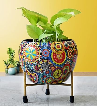 Decoright Colorful Metal Indoor Desk Planter with Stand
