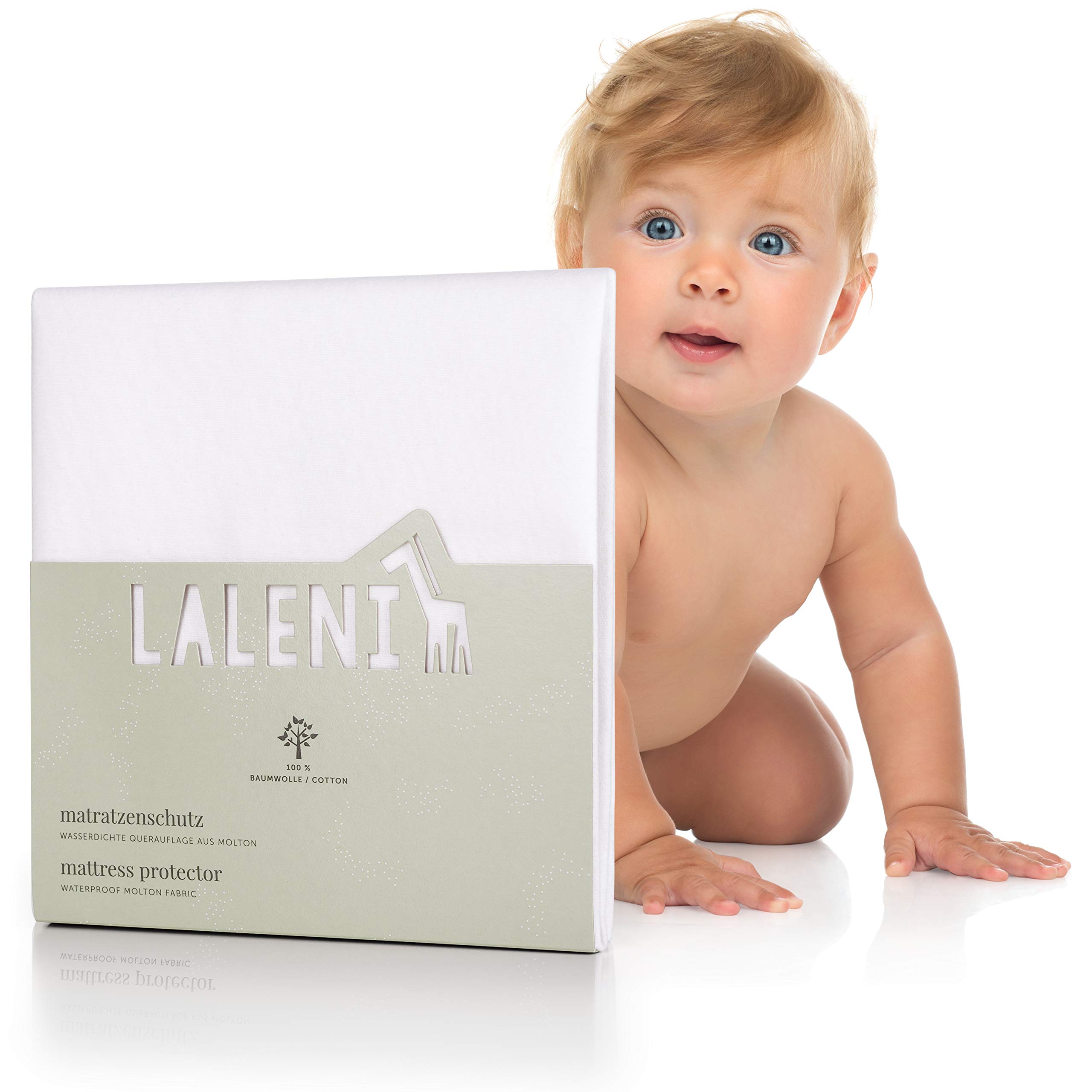 Laleni Waterproof Molton Mattress Protector; Breathable Mattress Topper; 100% Cotton; 70x100cm