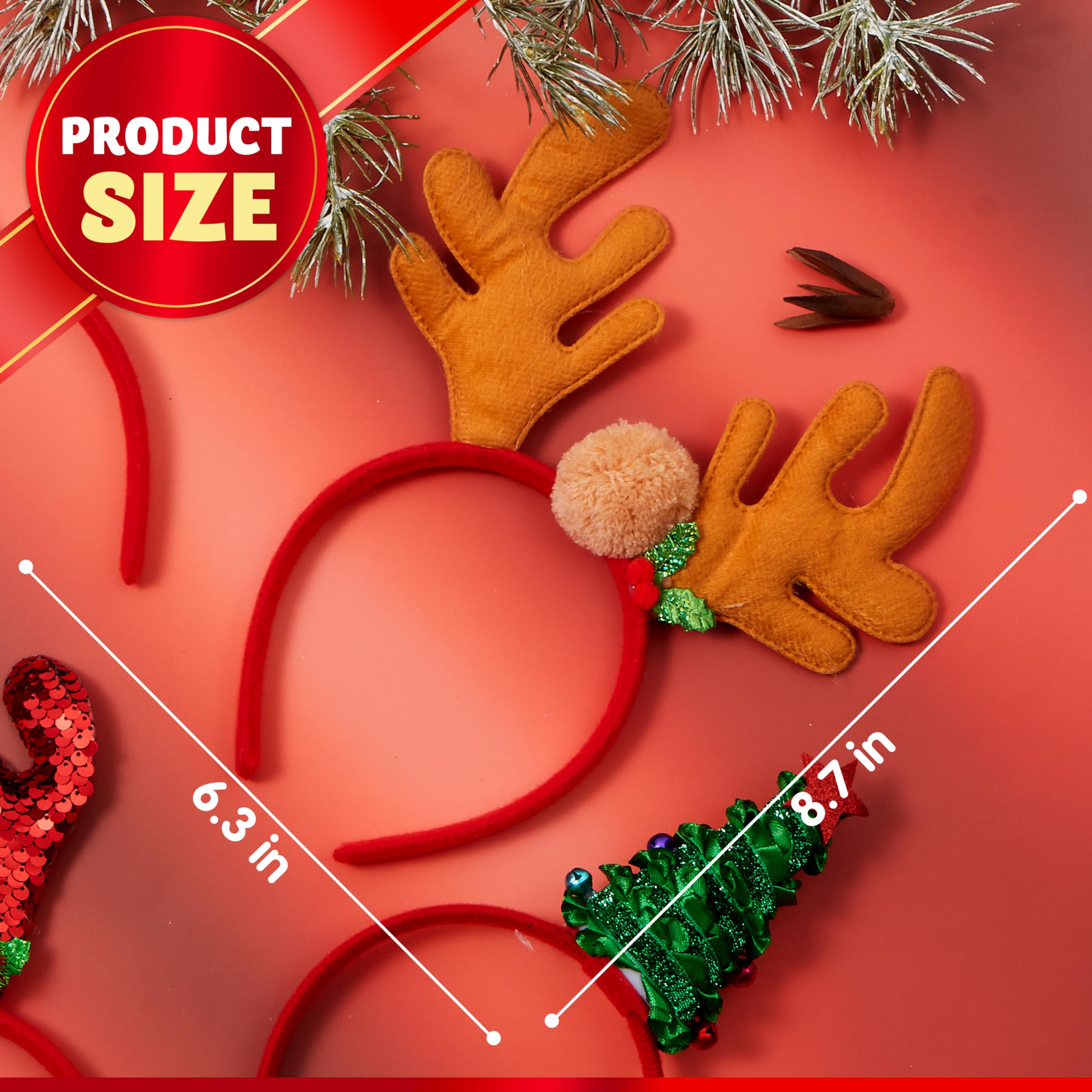 JOYIN 8 PCS Christmas Headbands Head Hat Toppers Costume Accessories for Kids Girls Boys Christmas Parties Xmas Holiday Party Favors Photo Booth