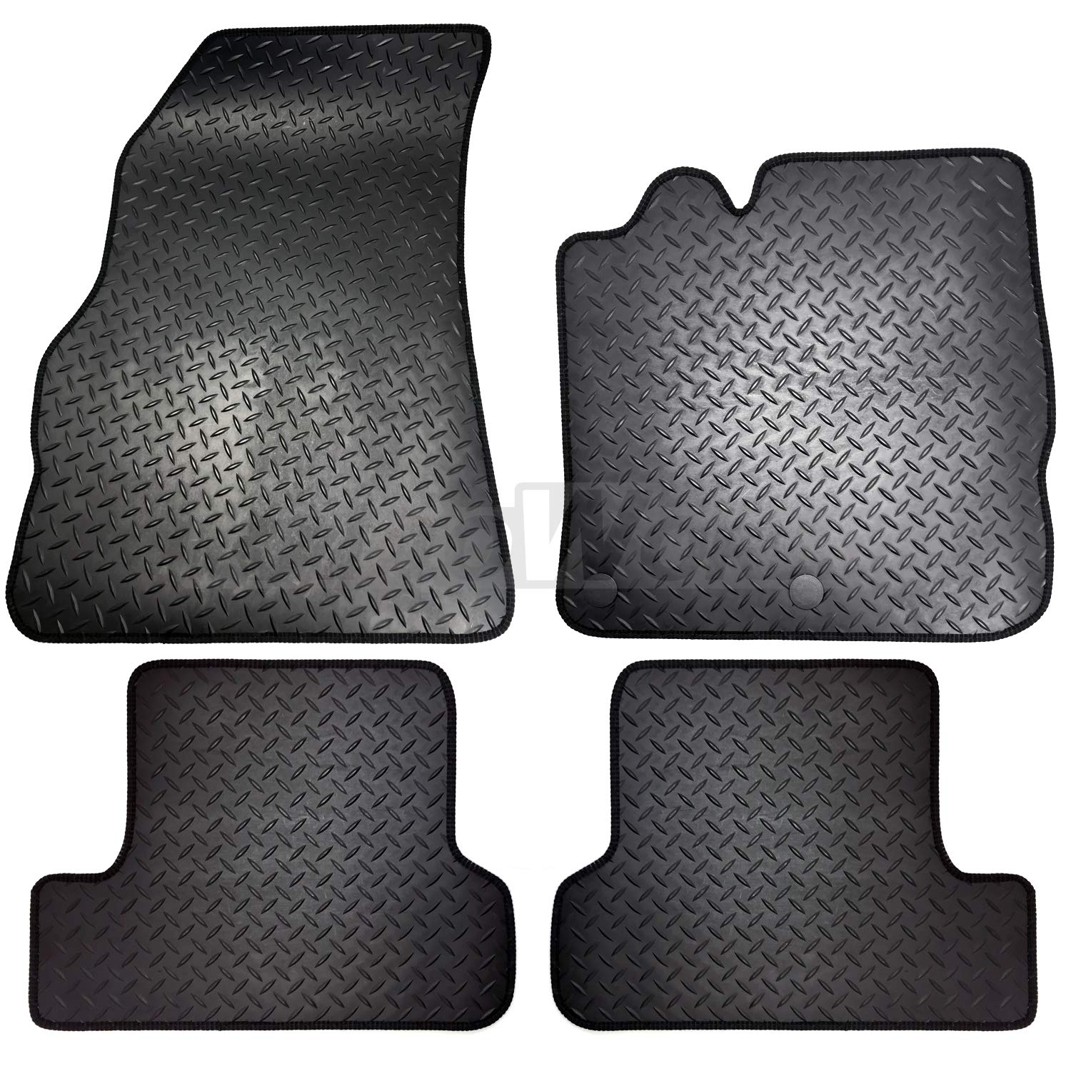 Carsio Rubber 4 Piece Car Mat Set For Renault Megane MK3 2008 to 2016 with [2 Clips] Tailored Fit Floor Mat Complete Accessory Black Custom Fitted - All Weather & Heavy Duty, Anti-Slip Backing