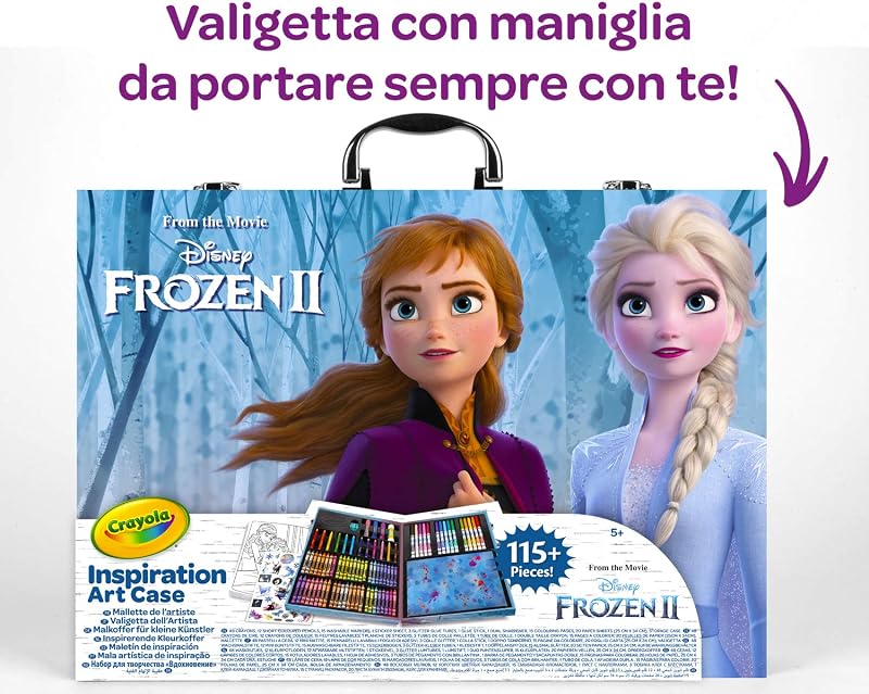 Valigetta Colori Disney Frozen 2 – Kit Creativo con 115 Pezzi Assortiti, Età Consigliata: 5-10 Anni