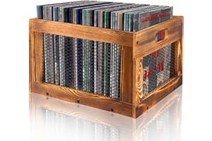 VECKYJL Vinyl Record Crate, LP Record Storage Crate, Wooden Record Holder Organizer - Record Album Storage Box, Vinyl Record Storage 100+ Records, Brown