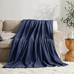 KMUSET Fleece Blanket King Size Navy Lightweight
