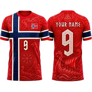 HANZSPROUT Norway Soccer Jersey 2026 Custom Name Number, Norwegian Soccer Jersey for Men Women Youth Norway Football