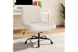 Shintenchi Criss Cross Chair,Cross Legged Office Seat with Wheels Armless Swivel Vanity Chair,Height Adjustable Wide Computer