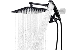 G-Promise All Metal 10 Inch Rainfall Shower Head with Handheld Spray Combo| 3 Settings Diverter|Adjustable Extension Arm with Lock Joints |71 Inches Stainless Steel Hose (oil rubbed bronze)