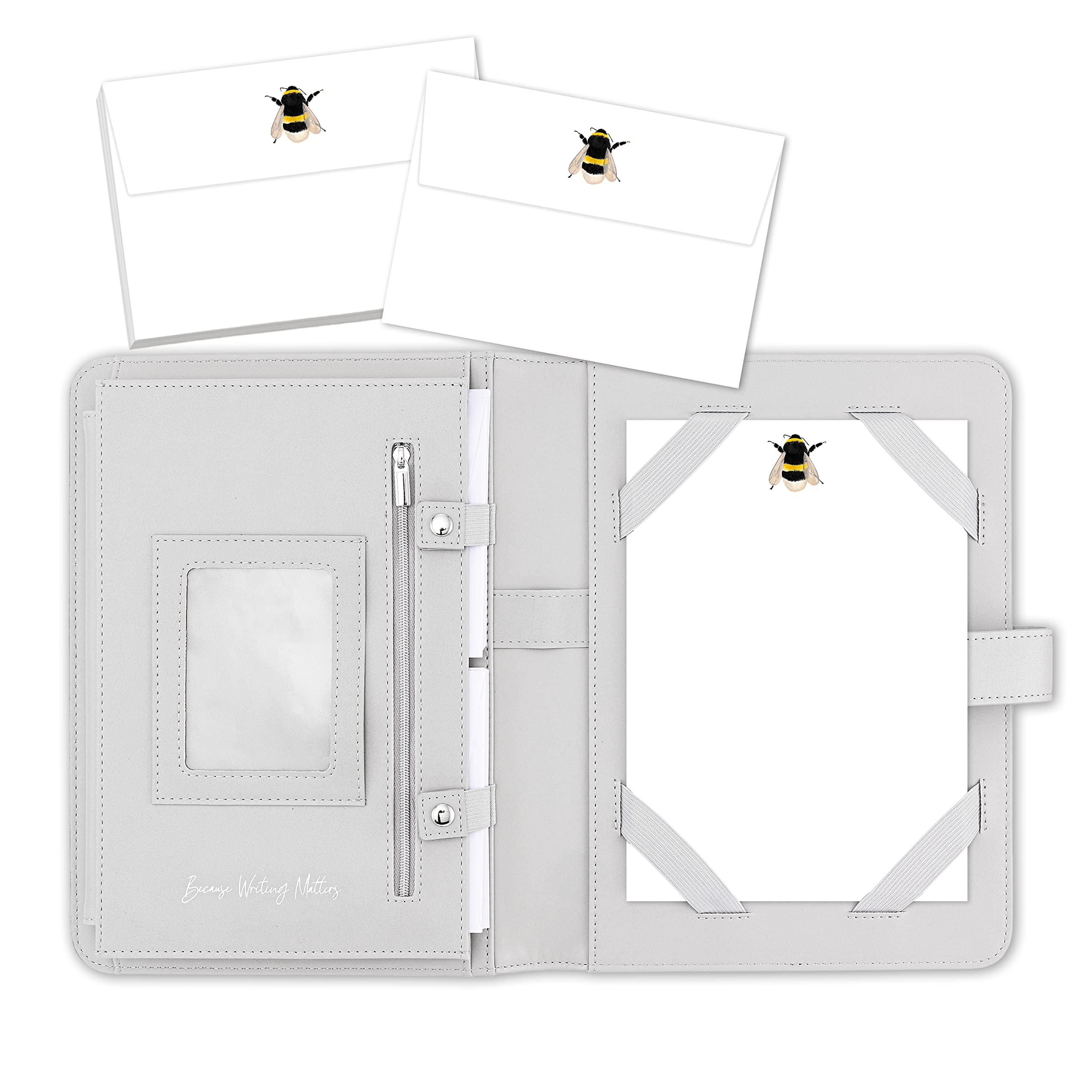 Me Loovely Bumble Bee Letter Writing Paper and Envelopes A5 Size Letters Papers Stationery Supplies for School Home & Office | (20 Letters & 20 Envelopes with Grey Organiser)
