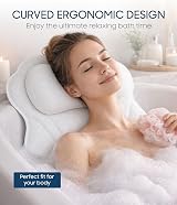 ADOV Luxury Bath Pillow White 6 Suction Cups Ergonomic 4D Air Mesh Headrest view 2