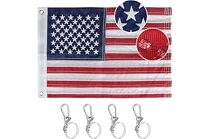 SEEYKEY Boat Flag with 4 Boat Flag Pole Kits, Double Sided Heavy Duty American Flag with Embroidered Stars and 2 Brass Grommets (12 * 18 inch)