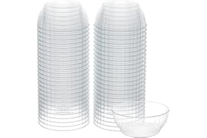 R-Kay 6 Oz Clear Plastic Small Bowls - 50 Pack Disposable Heavy Duty Dessert Bowls With Ice Cream and Salsa (6 OZ, 50 Count)