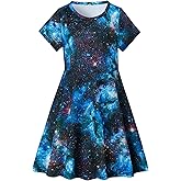 ALISISTER Little Girls Dress Short Sleeve Toddler Summer Sundress 2-9T