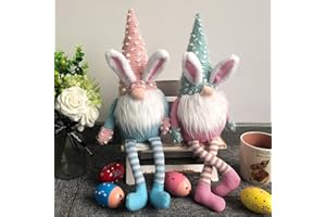 yuboo Easter Gnomes Plush, 2 Pack Bunny Leprechaun Gnomes for Easter Decorations Spring Gifts,Pink and Blue