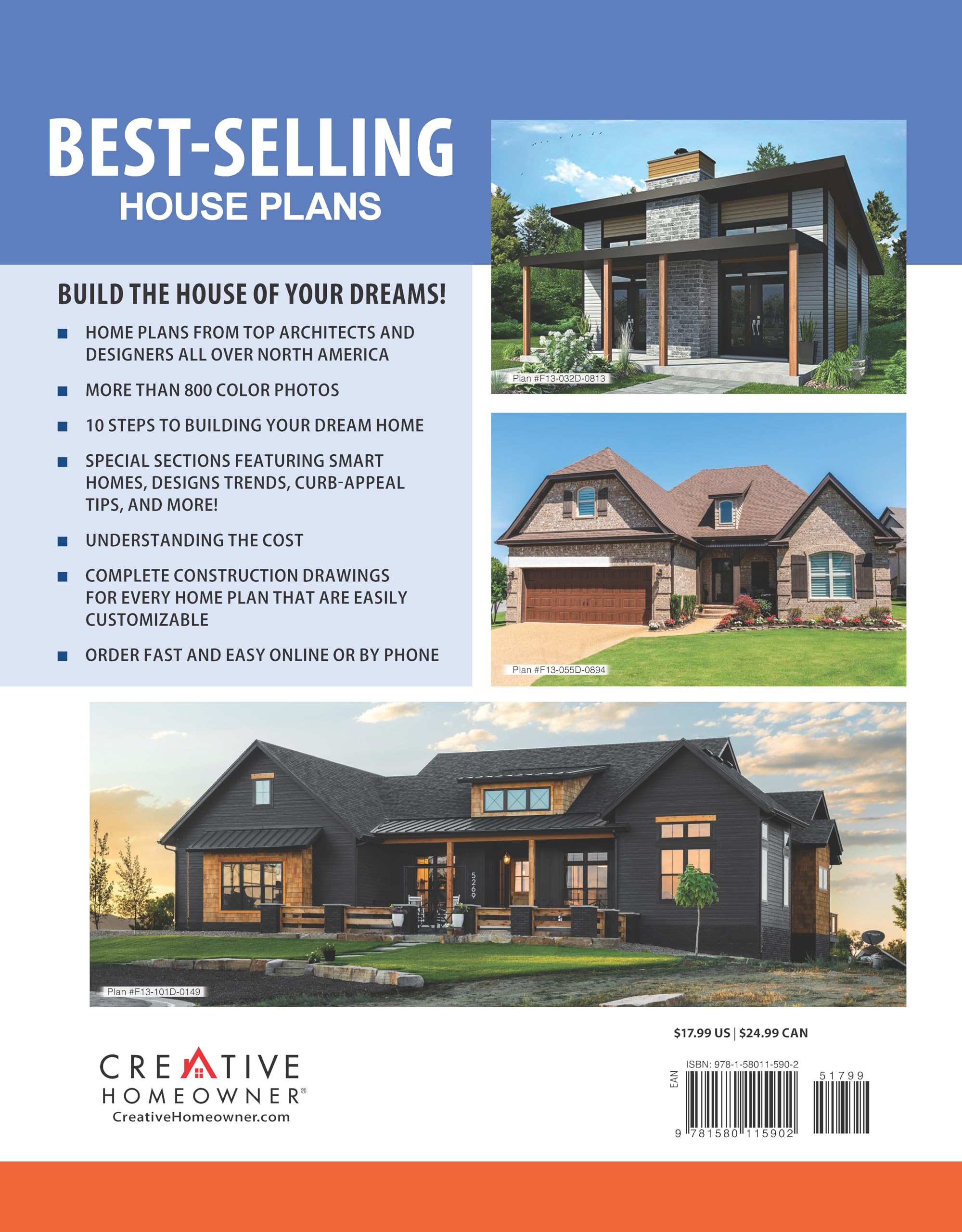 Best-Selling House Plans, Updated & Revised 5th Edition: Over 240 Dream-Home Plans in Full Color (Creative Homeowner) Catalog of Architect Designs - Interior Photos, Smart Home Trends, Curb Appeal