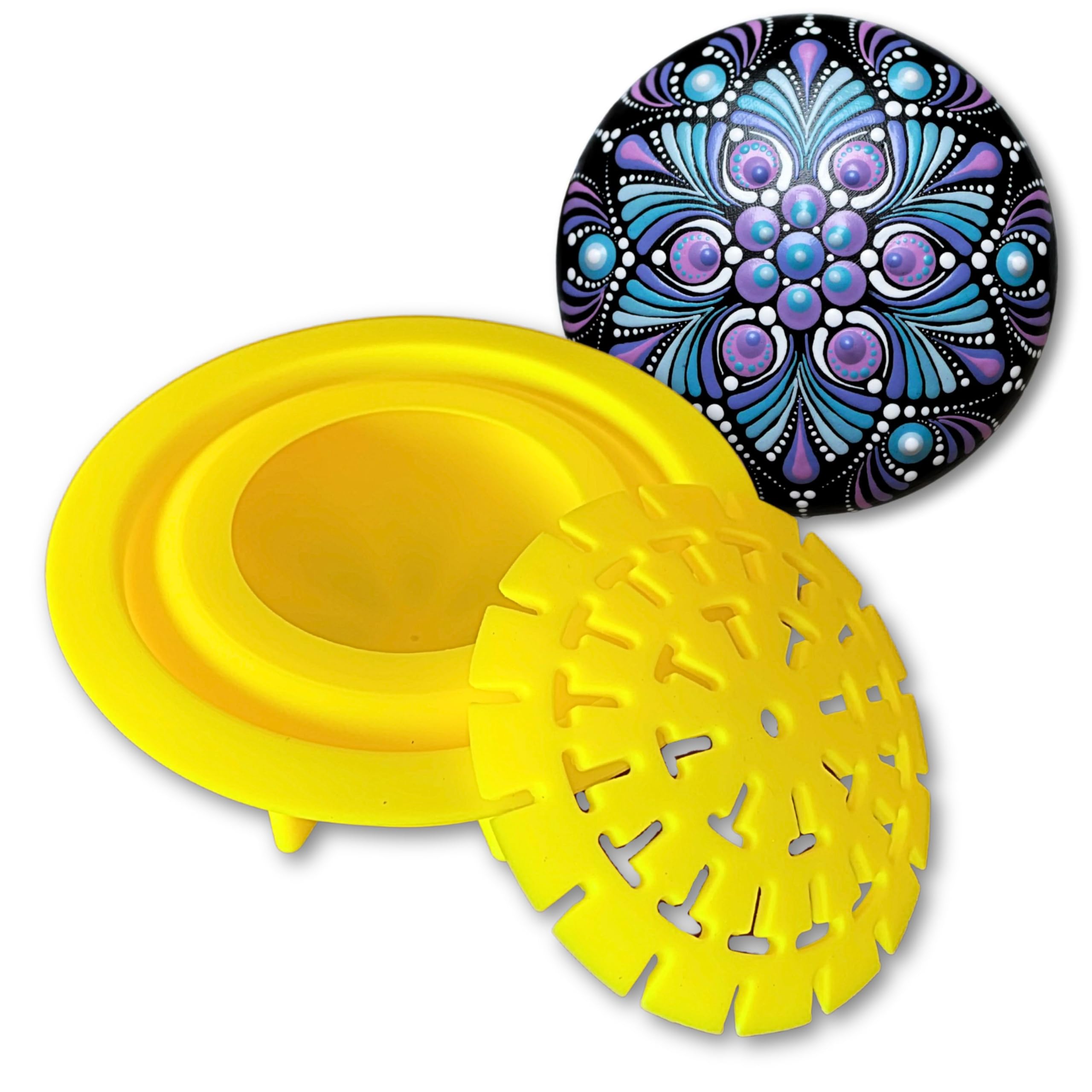 Silicone Mold for Making Stones with Dome Template - Design #3 by Happy Dotting Company - Round and Smooth for Dotting Rocks and Mandala Art DIY Crafts Painting Drawing - Gypsum and Cement Casting