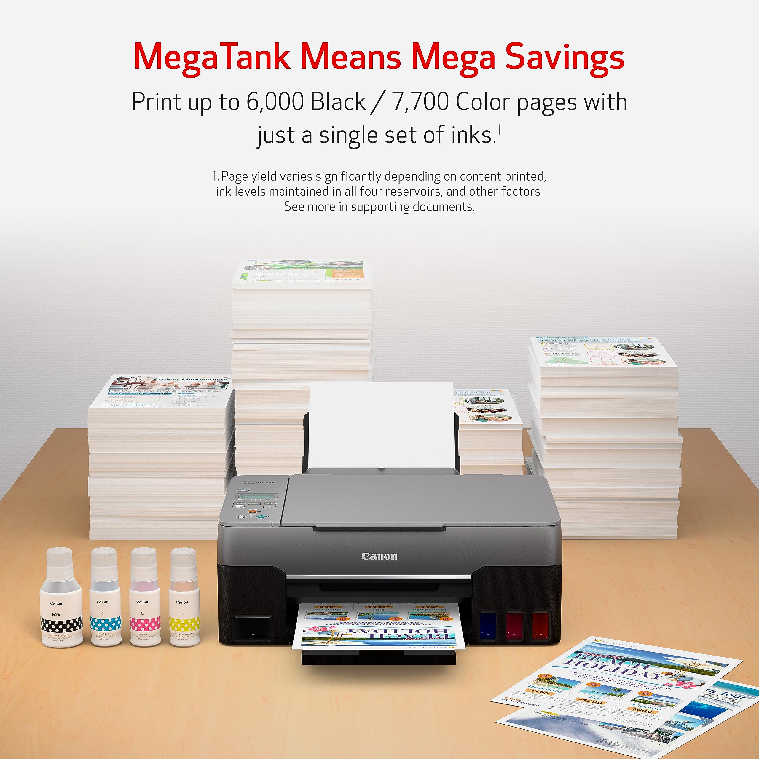 Canon G3260 All-in-One Printer | Wireless Supertank (Megatank) Printer | Copier | Scan, with Mobile Printing, Black, Works with Alexa