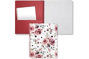 STEEL MILL AND CO. Steel Mill & Co Cute Large Spiral Notebook College Ruled, 11" x 9.5" with Durable Hardcover and 160 Lined Pages, Rose Floral