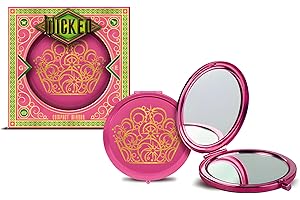 Wicked Compact Mirror - Glinda – Pink Double-Sided Folding Makeup Mirror with Gold Crown Design, Travel-Friendly Purse Access