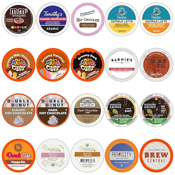 PERFECT SAMPLERS COFFEE/TEA/CIDER/CAPPUCCINO AND HOT CHOCOLATE SINGLE SERVE CUPS FOR KEURIG K CUP BREWERS, PREMIUM MIX, 20 COUNT