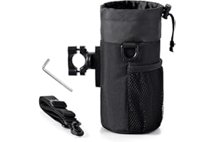 IRON JIA'S Motorcycle Cup Holder, Motorcycle Drink Holder with Mesh Pockets, Universal Water Bottle Cup Accessories for Bike, e-Bike, ATV/UTV, Wheelchair, Walker (Fits 1.1"-1.4" Handlebar)