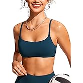 CRZ YOGA A-C Scoop Neck Bikini Tops for Women - Padded Adjustable Bathing Swimsuit Spaghetti Straps Swim Sports Bra