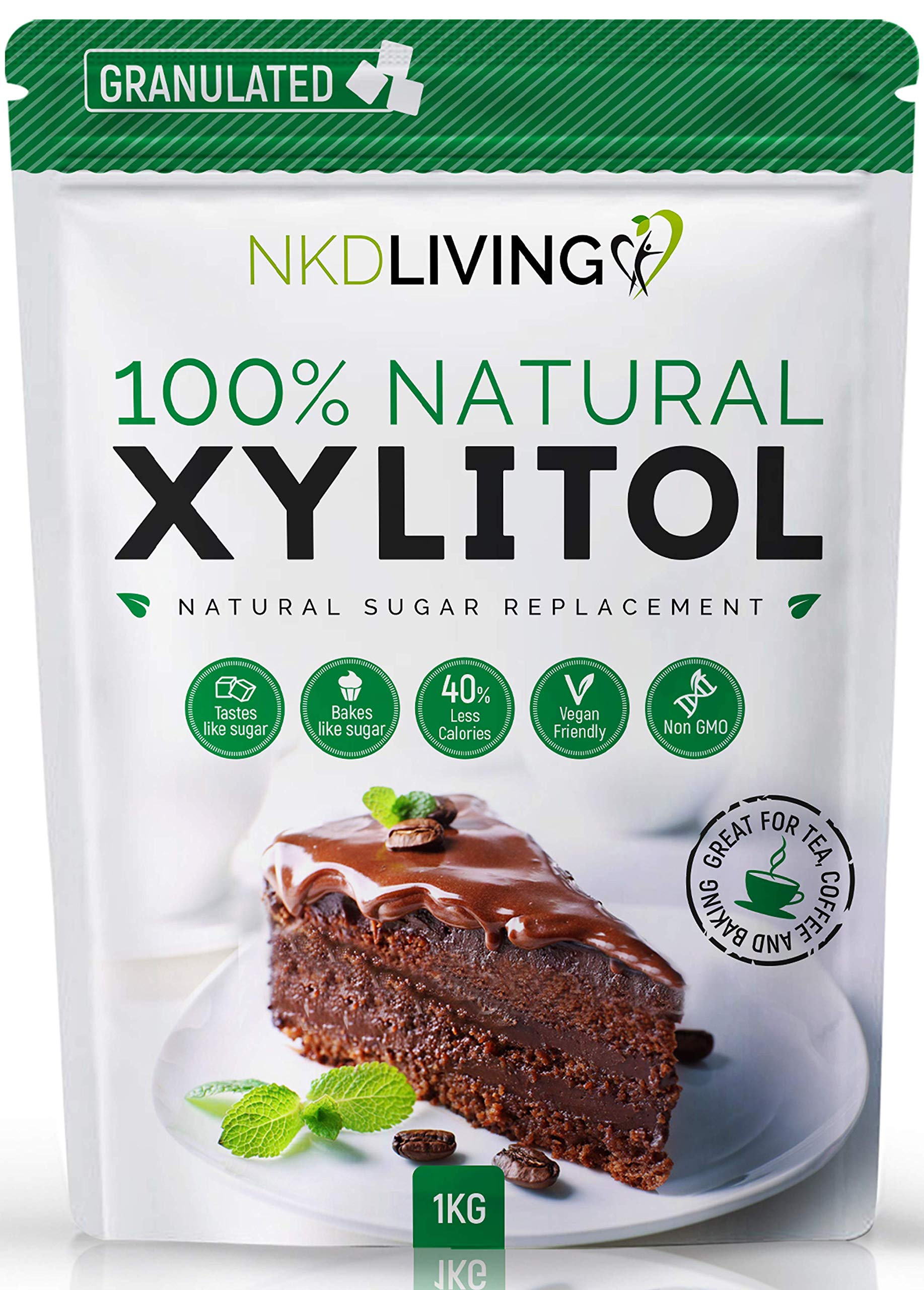 NKD Living XYLITOL 1 Kg Natural Sugar Alternative, Non-GMO Certified