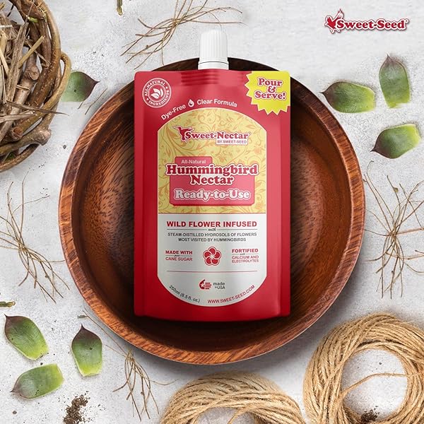 SWEET-SEED HUMMINGBIRD NECTAR, (8.5 OZ) – READY TO USE, MADE IN THE USA | EXTENDS THE LIFE OF NECTAR FOR HUMMINGBIRD FEEDERS – THE ULTIMATE HUMMINGBIRD FOOD