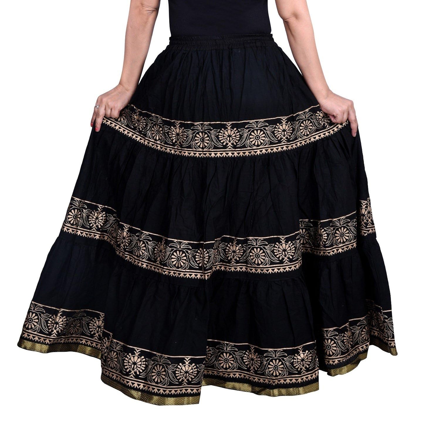 decot paradise women's cotton skirt, free size (black, dl3123)