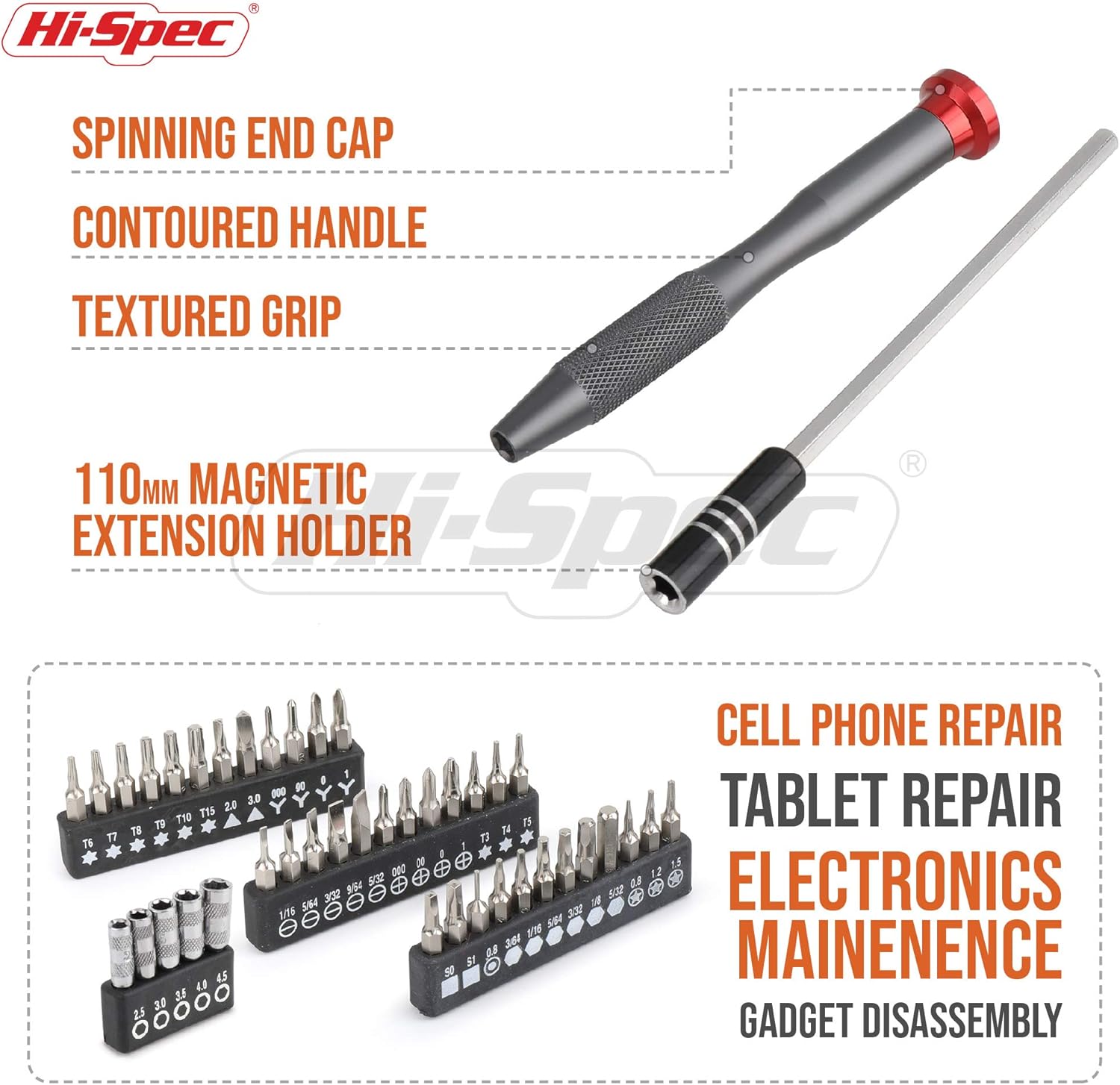 Hi-Spec 49 Piece Repair & Opening Tool Kit Set With Precision Screw Driver Bits For Android Mobile Cell Phones, iPhones, Macbooks, Laptops, Notebooks, Video Game Consoles & Electronic Gadgets: Home Improvement