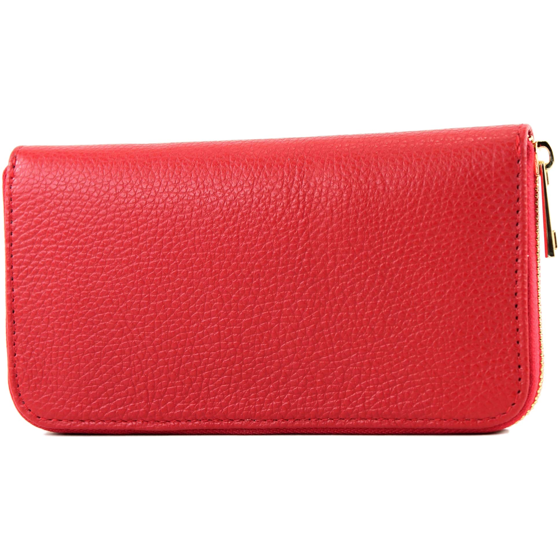 modamoda de - P02 - Italian women wallet, real leather, long, Colour:P02 Red