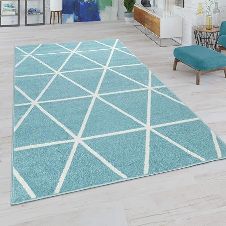 Tapis Salon Pastel Moderne Scandinave Losanges Dimension 60x100 Cm Couleur Bleu Amazon Fr Cuisine Maison