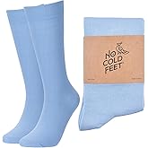 No Cold Feet Men’s Blue Dress Socks – Classic Soft Crew Dress Socks, All-Day Comfort for Work, Business or Weddings