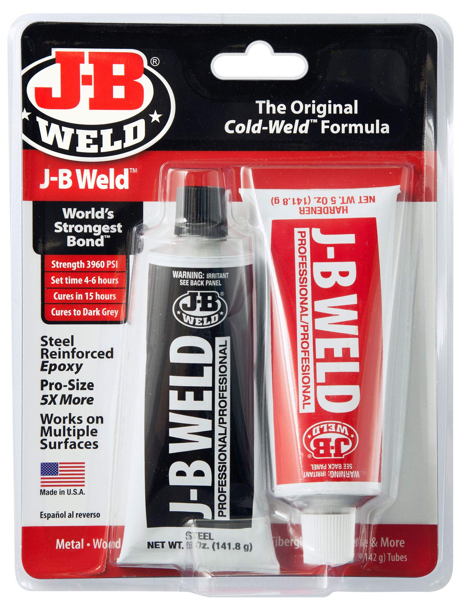 J-B Weld 8281 Professional Size Steel Reinforced Epoxy Twin Pack 10 oz
