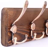 SKOLOO Coat Rack Wall Mounted Pack of 2 5 Triple Hooks Rustic Wood Brown Red view 3