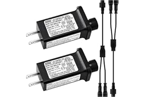 Umigy 4 Pcs Class 2 Power Supply and 2 pin LED Connector 1 Male Divided 2 Female Waterproof Connector Low Voltage Yard Inflatable Adapter for Christmas String Light Inflatable Decor (30V6W, 8 Modes)